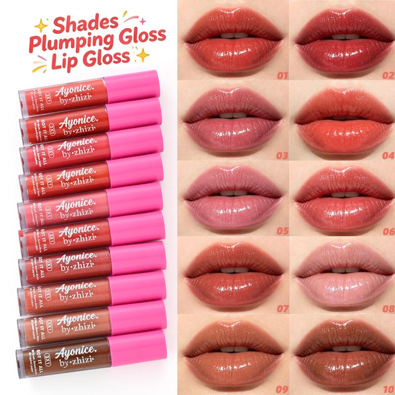 Cross-Border Mirror-Like Pearlescent Lip Gloss with Fine Shimmer, Easy-To-Apply Moisturizing Lip Plumping Lip Glaze, Liquid Lipstick