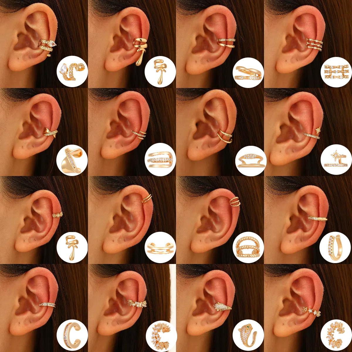 European and American Cross-border Ear Clip Hole-free Light Luxury High-end Ear Bone Clip Hole-free Women's Personalized Style Simple Zircon Earrings