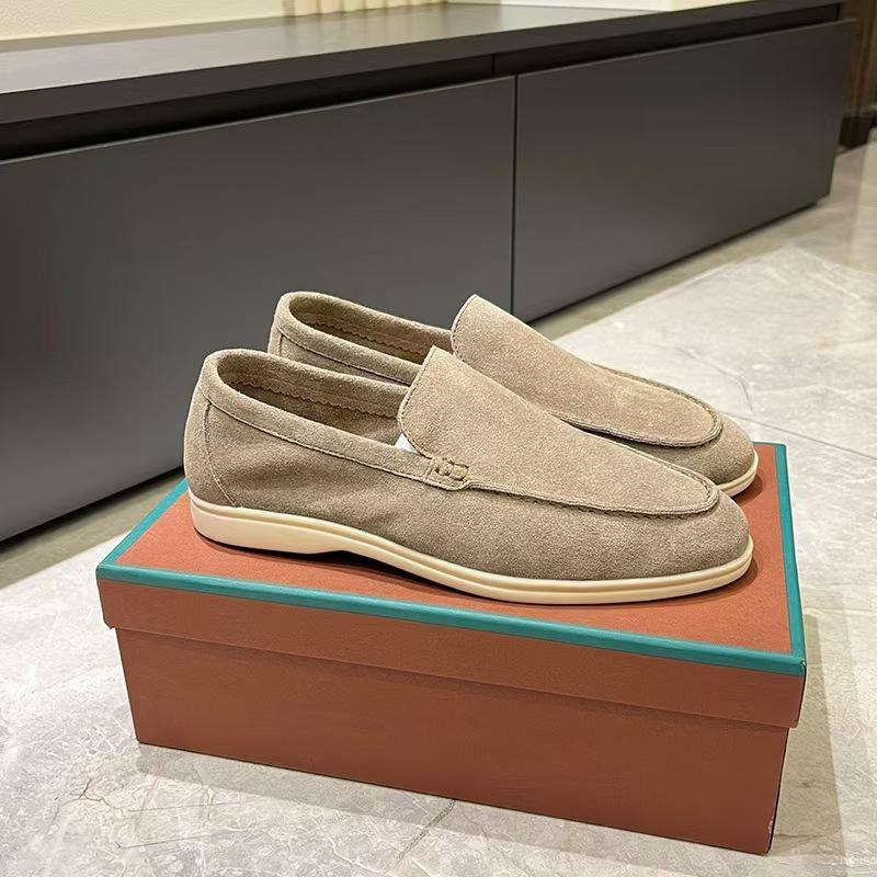 Lp Men's Suede Loafers, Business Casual Shoes, Comfortable Flat Slip-On Men's Shoes, Old Money Style Loafers