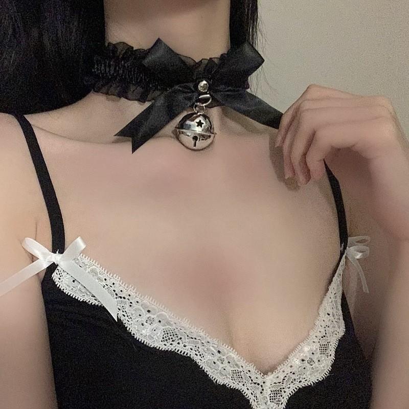 Lace Collar Lace Neck Jewelry Women's Neck Ring Bow Bell Necklace Choker Women's Decorative Necklace