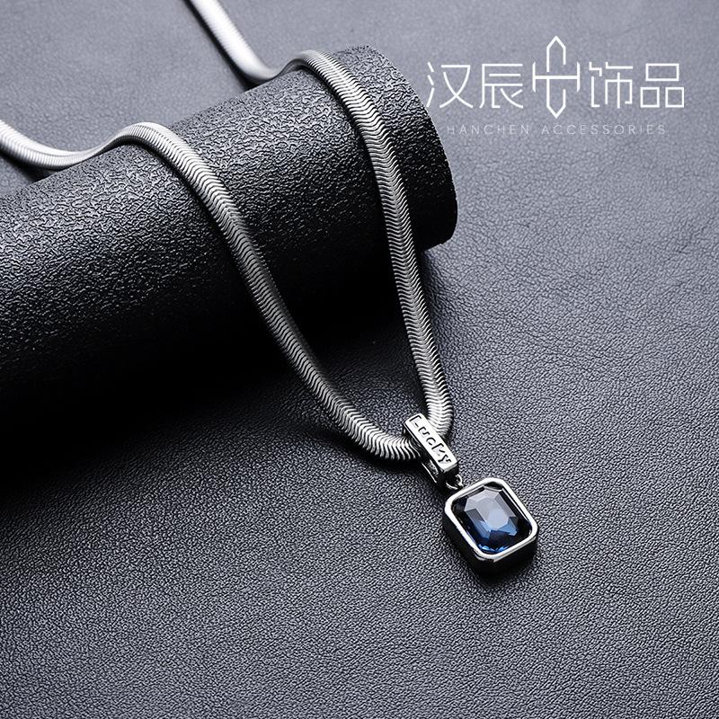 Gem Necklace Men's Titanium Steel Color-free Light Luxury Style High-end Snake Bone Chain Accessories Women's All-match Jewelry