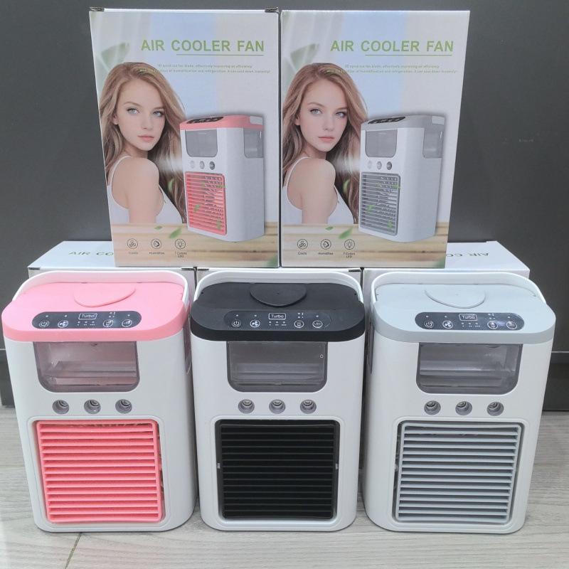 Cross-Border Spray Fan, Three-Spray Humidifier, Office Silent Dormitory Rechargeable Small Fan, Desktop Air Cooler