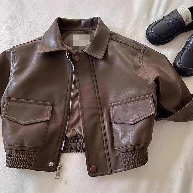 Korean Style Children's Casual Tops, Stylish Casual New Spring and Autumn Jackets, Spring Baby Children's Leather Jackets, Fashionable