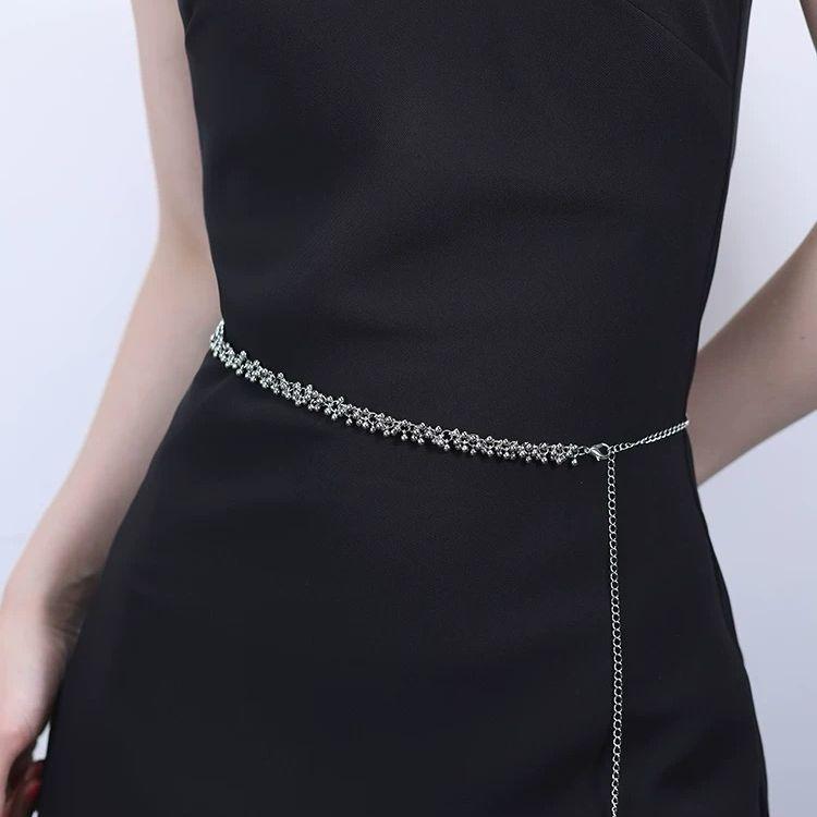 Silver Small Ball Waist Chain Simple Chain Belt Decorative Dress New Fashion Versatile Metal Ins Accessories
