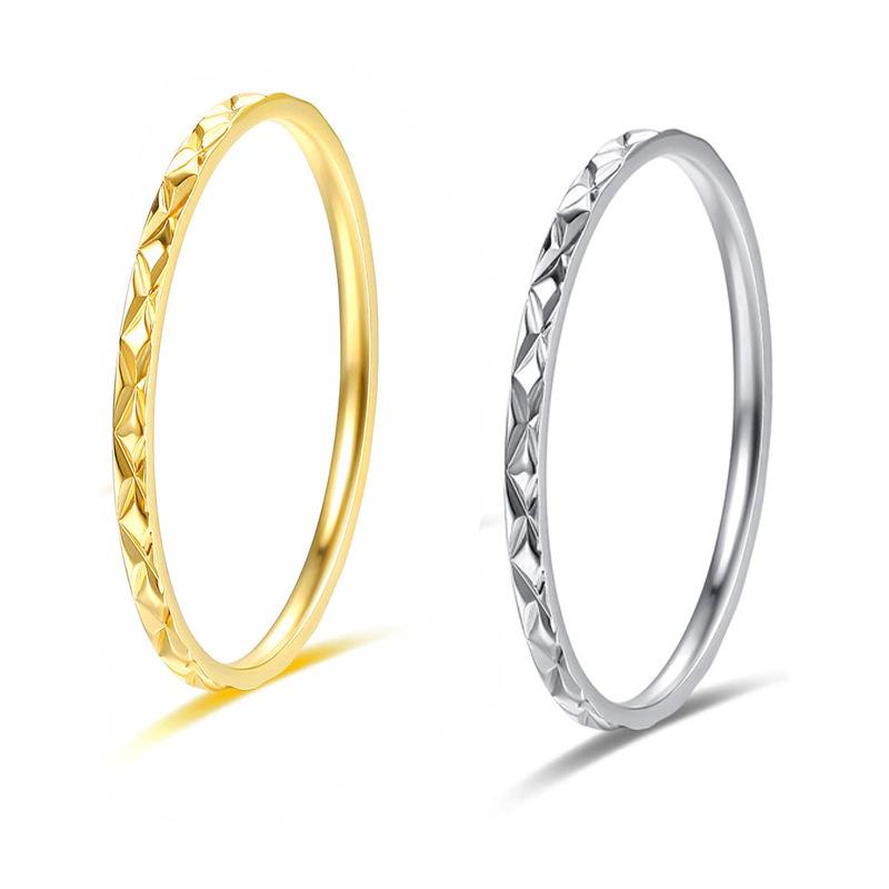 Xinghe Korean version of titanium steel simple couple's ring ring ultra-fine rhombus women's jewelry creative personality cut-off end ring