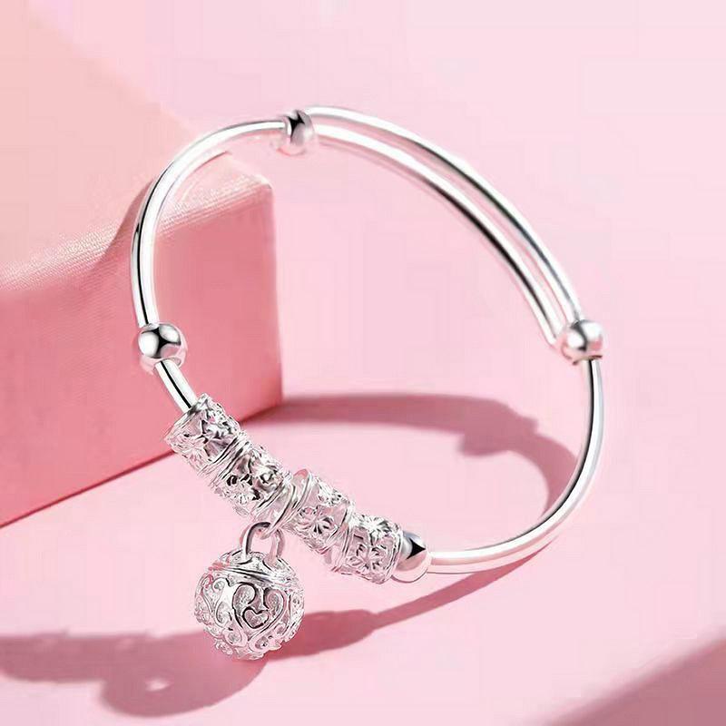 Cross-Border Hot-Selling Copper Silver-Plated Bell Bracelet for Women, New Chinese Style Adjustable Open Bracelet, Trendy Jewelry Wholesale in Stock