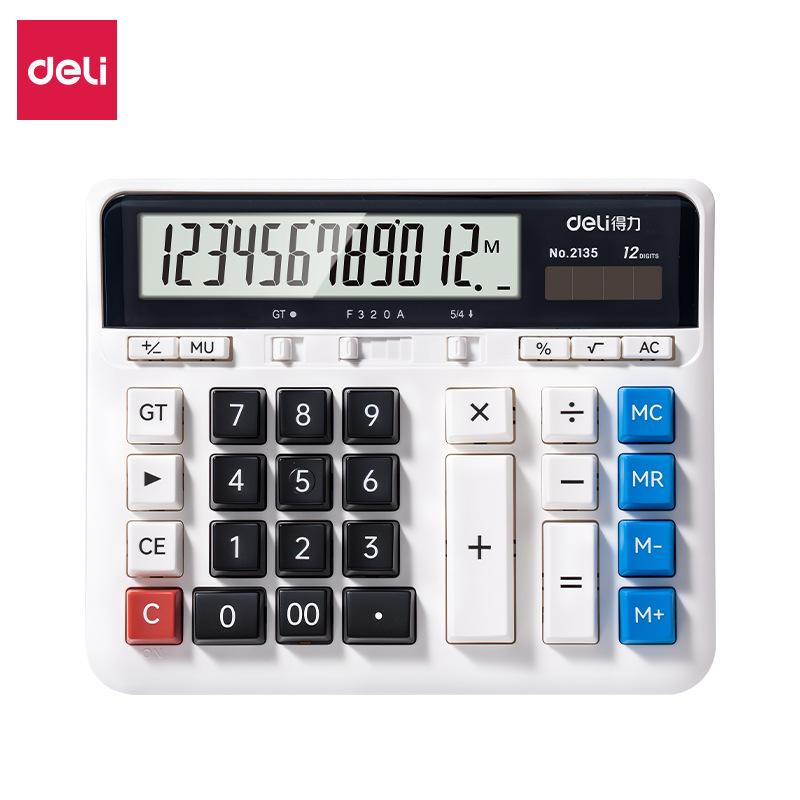 Deli 2135 Computer Large Button Financial Special Computer Solar High Button Desktop Office Large Calculator