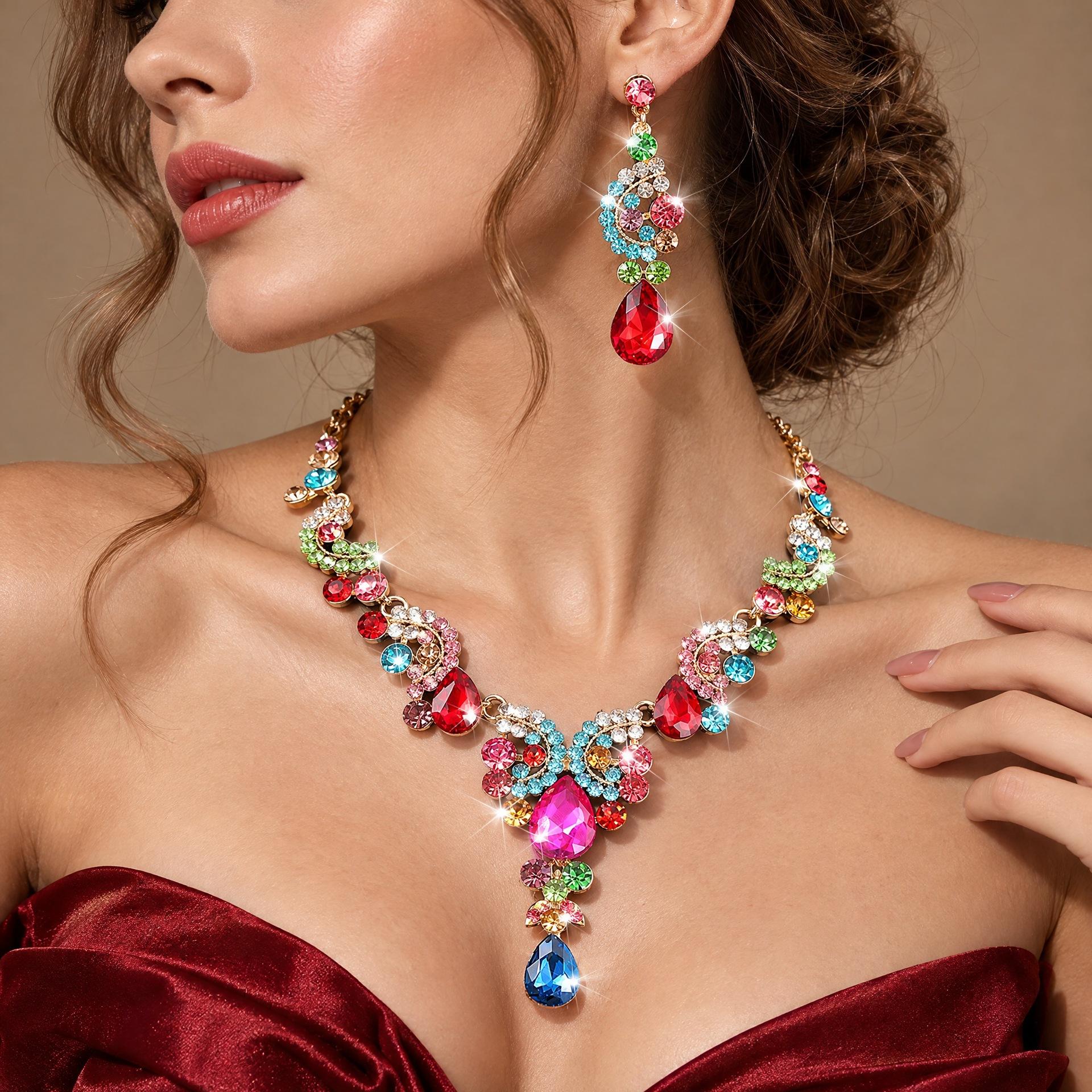 Europe and the United States hot-selling necklace earrings suit high sense three-piece bridal wedding accessories new foreign trade cross-border supply