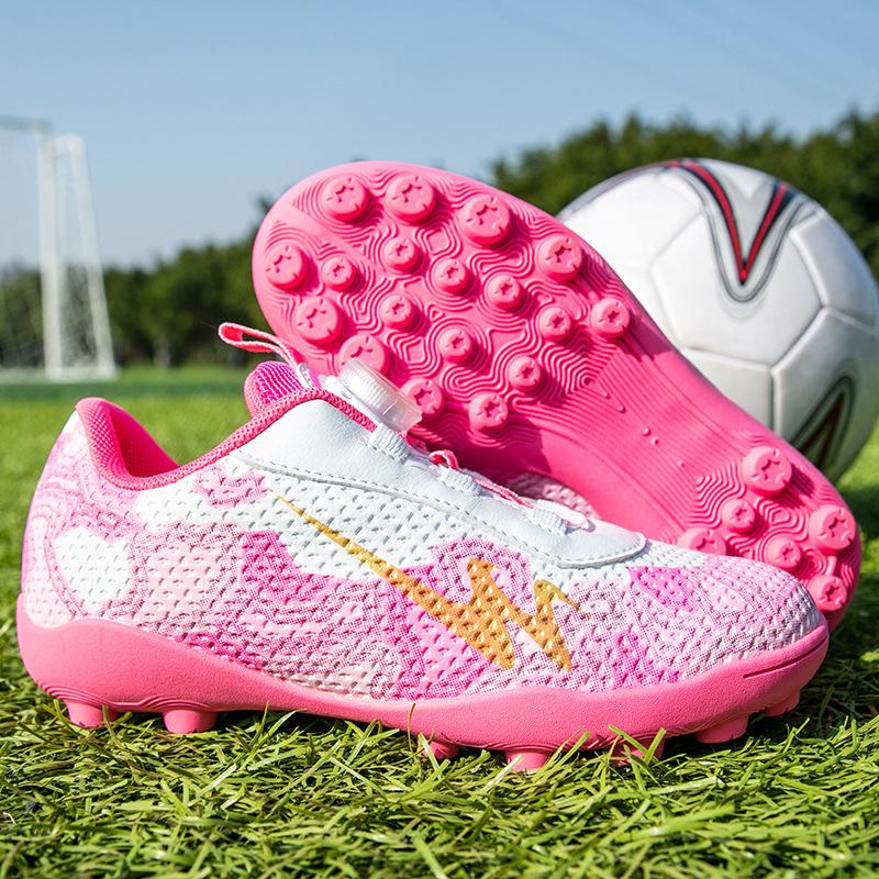 Double Star Children's Soccer Shoes, Non-Slip, Wear-Resistant, Lace-Free Sports Shoes with Low-Top Design and Studs