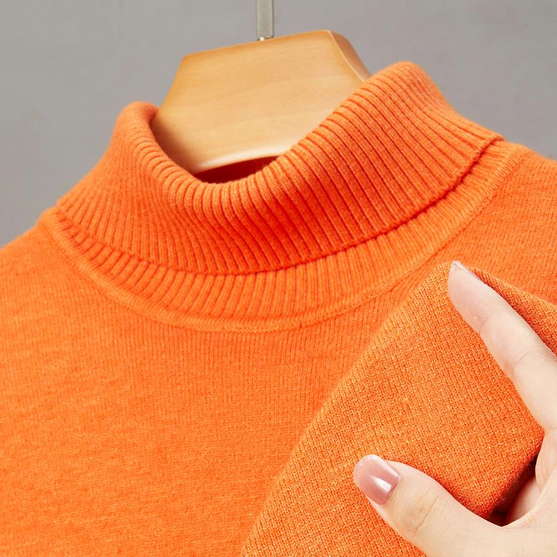 Cross-border foreign trade knitted bottoming shirt turtleneck sweater men's young and middle-aged men's warm solid color pullover sweater multi-color