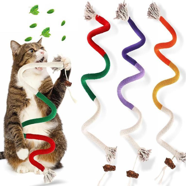 Cat chew rope toy for entertaining kittens, self-entertaining, noiseless, durable, teeth-cleaning, high elasticity, direct from the manufacturer