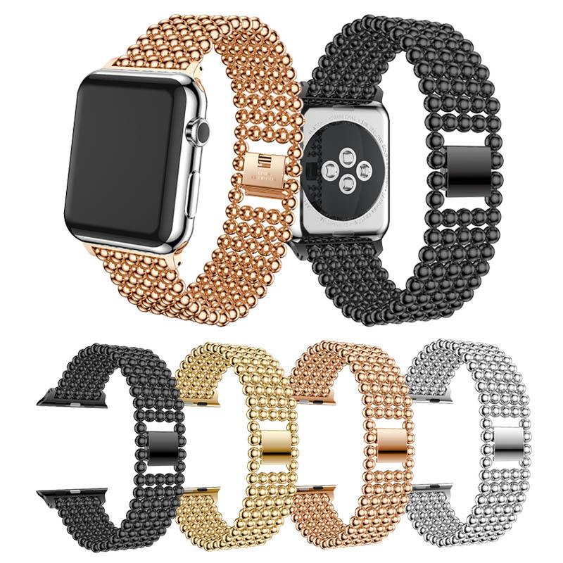 Suitable for Apple Watch Five-Bead Solid Metal Watch Strap iWatch Bracelet Strap