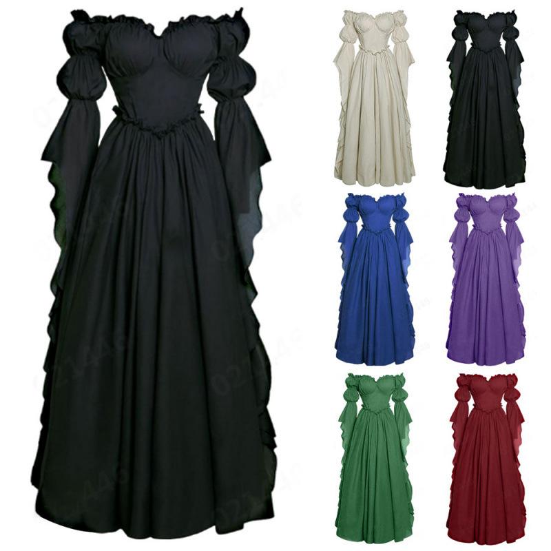 Cross-Border New Medieval Palace Dress Women's Retro Dress European and American Stage Performance Long Skirt Costume