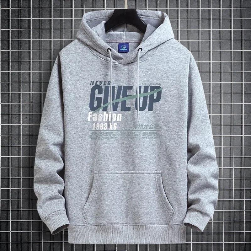 Men's Spring and Autumn Hooded Sweatshirt, Youth Heavyweight Fleece-Lined Thickened Warm Hoodie, Student Top Jacket, Men's Clothing