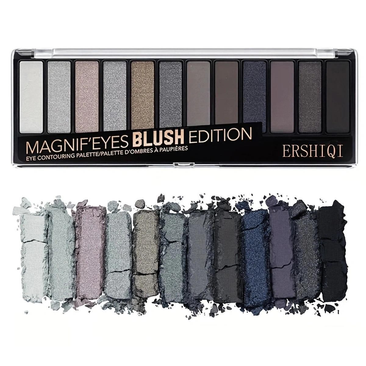 Cross-Border 12-Color Eyeshadow Smoky Makeup Set, Pearlescent Matte Fine Glitter Eyeshadow Wholesale, Cross-Border Super Popular Eyeshadow Palette