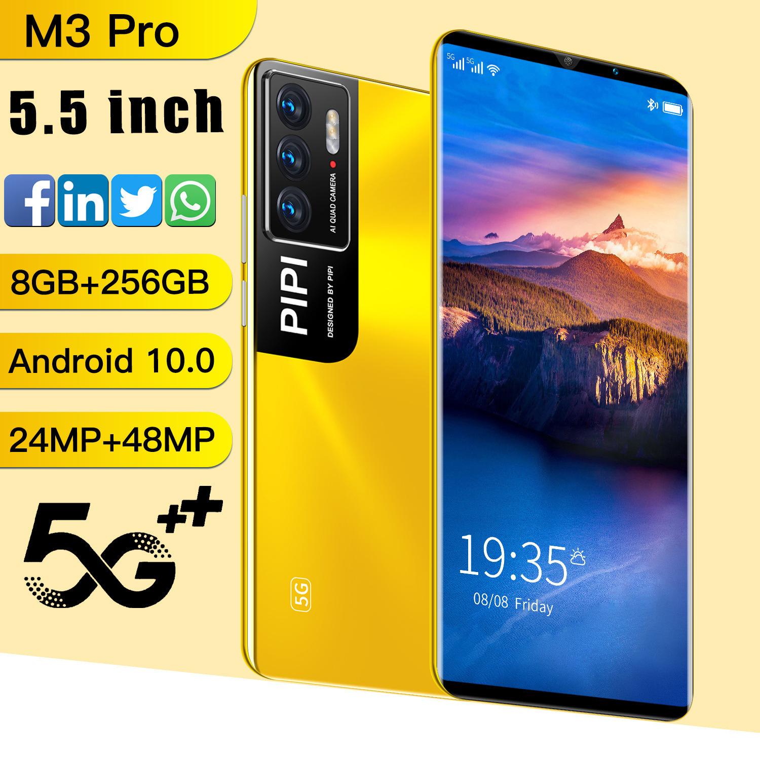 M3Pro cross-border e-commerce explosions directly for AliExpress 5.5 inch Android 10 core smart phone factory in stock wholesale