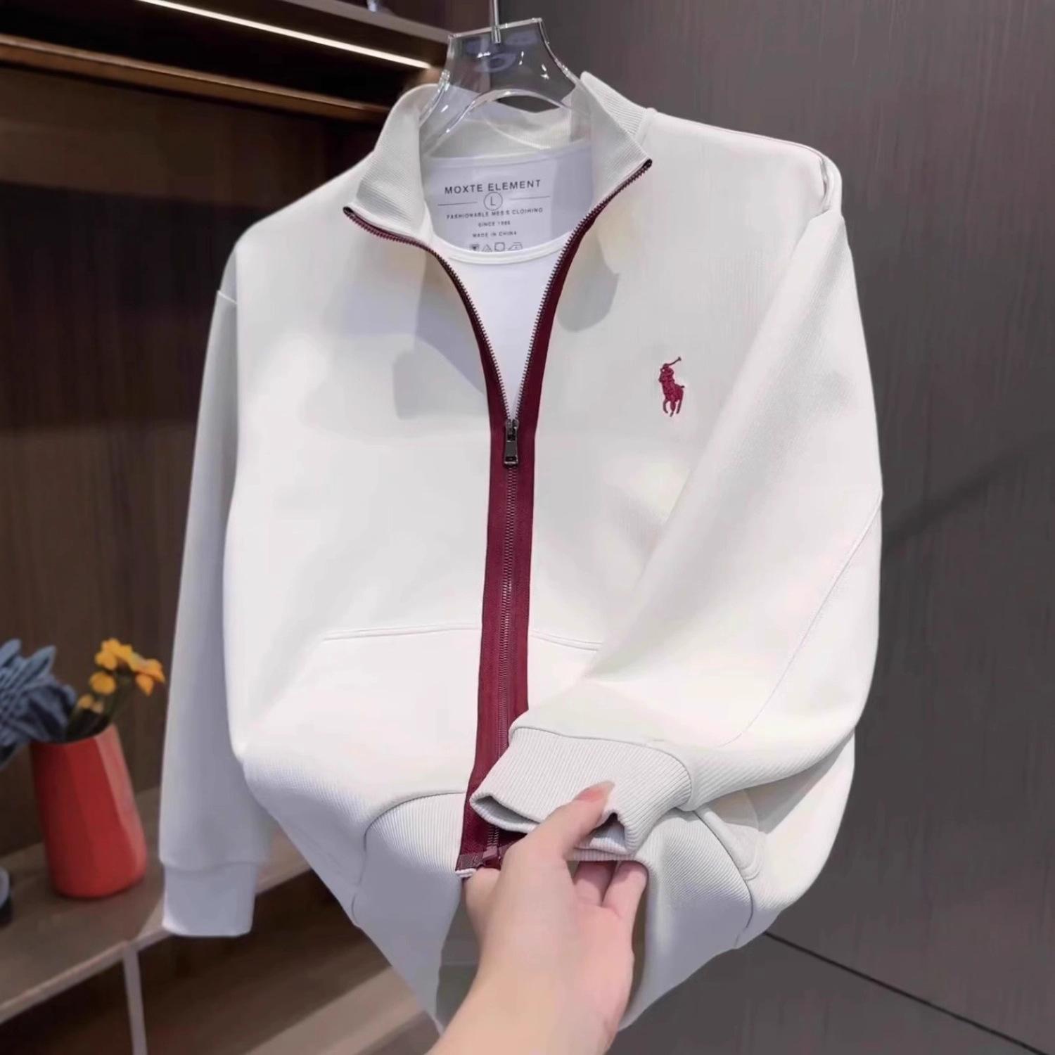 Spring and Autumn Trendy Embroidered Stand Collar Cardigan Sweatshirt Men's High-End Fashion Versatile Loose Casual Men's Jacket