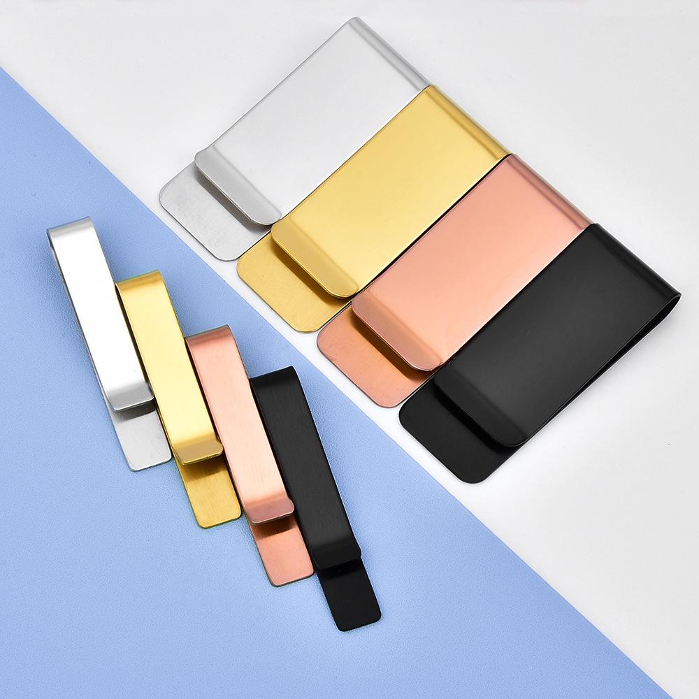 Cross-Border Hot Selling Stainless Steel Tie Clip Wallet Clip Dollar Wallet Laser Laser Logo Engraved Collar Clip Book Clip