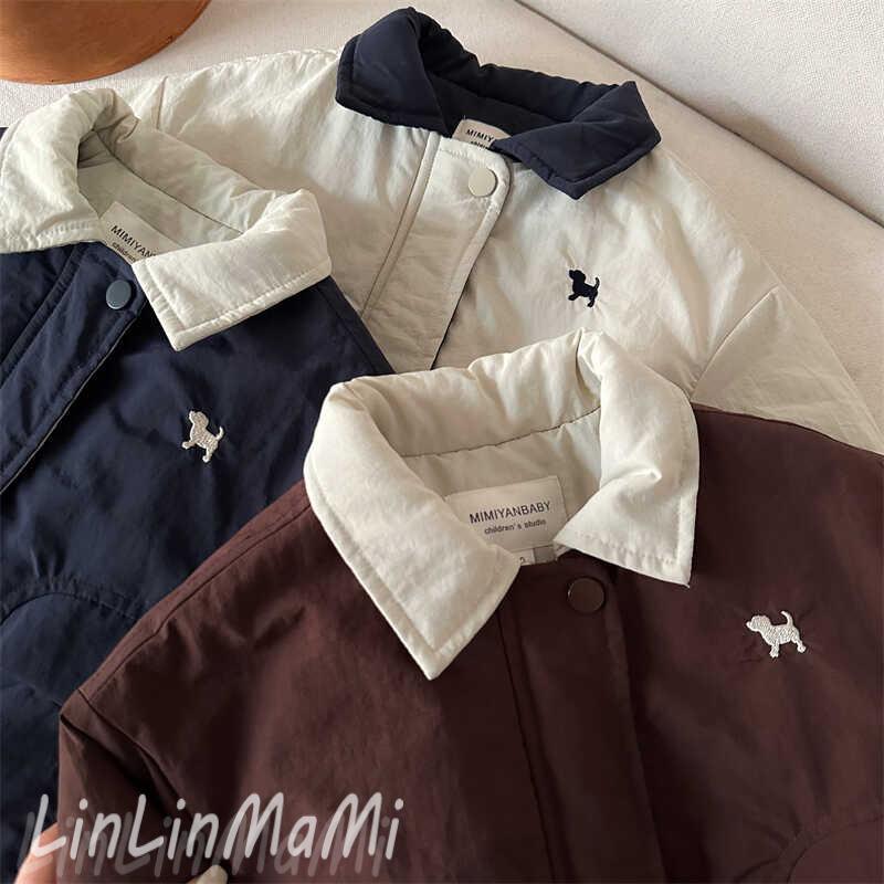 Children's Cotton Clothing 2025 Autumn and Winter Boys and Girls Jackets Baby Cartoon Puppy Baseball Jacket Lapel Jacket Boys Spring Style