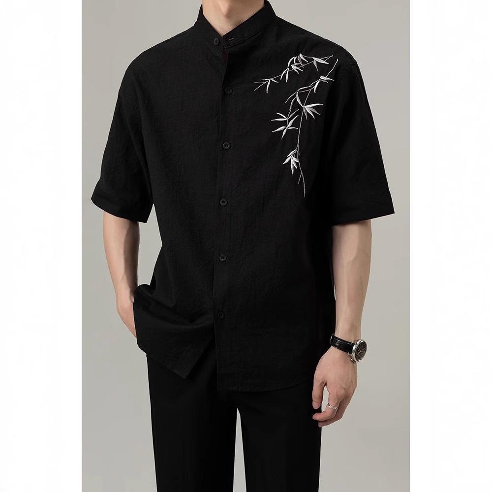 2026 Retro Shirt Men's Summer Wear Hong Kong Style Student Loose Niche Design Interesting New Men's Top for Outerwear