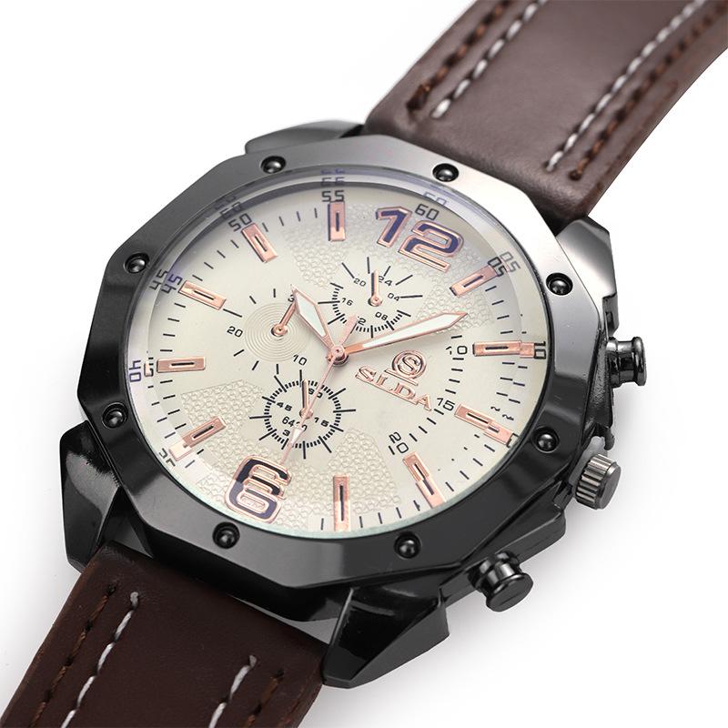 Foreign Trade Simple Casual Men's Watch Creative Distinctive Belt Quartz Watch Men's Korean Style Fashion Large Dial Watch