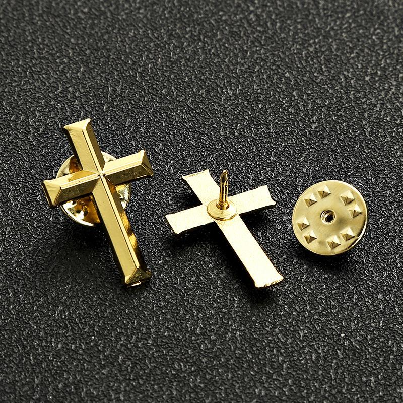 Simple retro bright three-dimensional alloy cross brooch badge DIY clothing clothing hat accessories