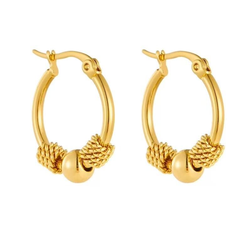 High-Quality 316L Stainless Steel Round Twist Bead Earrings, Simple and Fashionable Ear Clips, Trendy and Versatile Ear Accessories