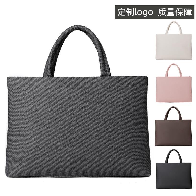 New handbag, business meeting bag, large-capacity wheat-pattern men's bag, stylish business and campus document bag, tote bag wholesale