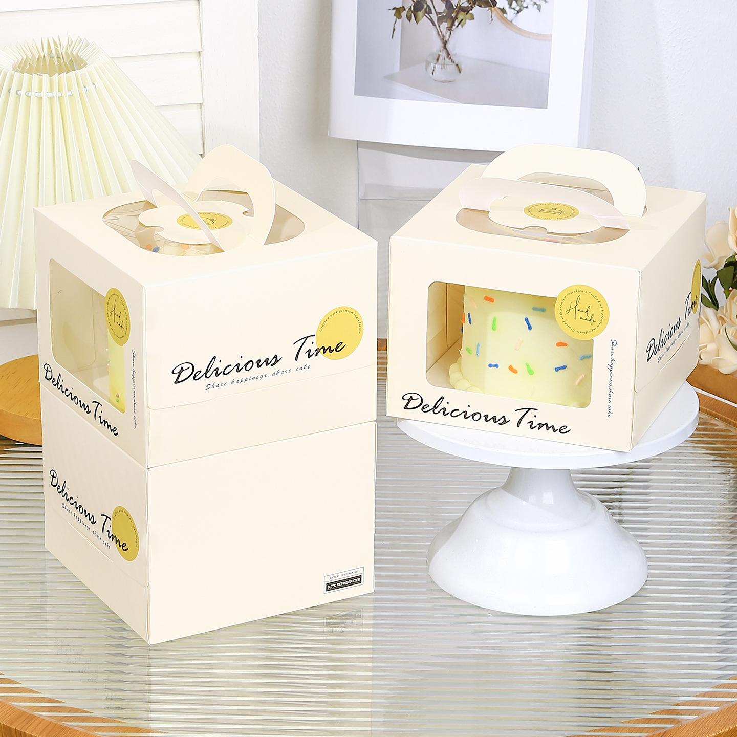Three 3 Four 4 Six 6 Eight 8inch Birthday Cake Box Portable Cake Packaging Box Transparent Window Cake Dessert Packaging Box