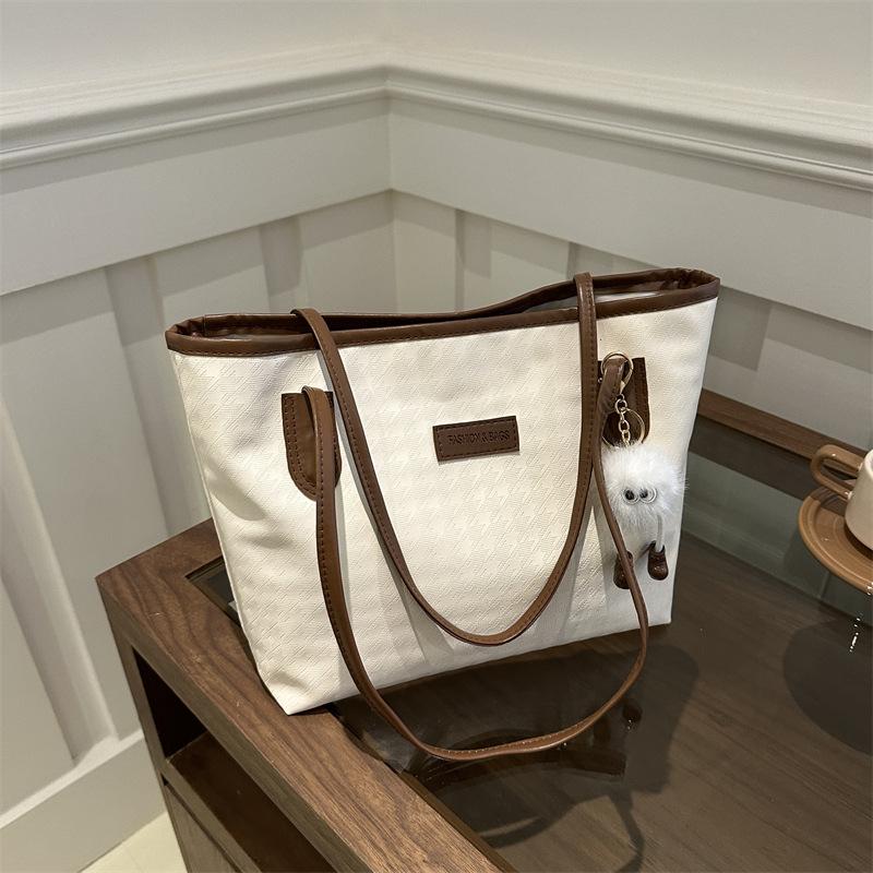 Large-Capacity Bag for Women 2024 New Casual Work Shoulder Bag High-Looking College Student Class Commuting Tote Bag