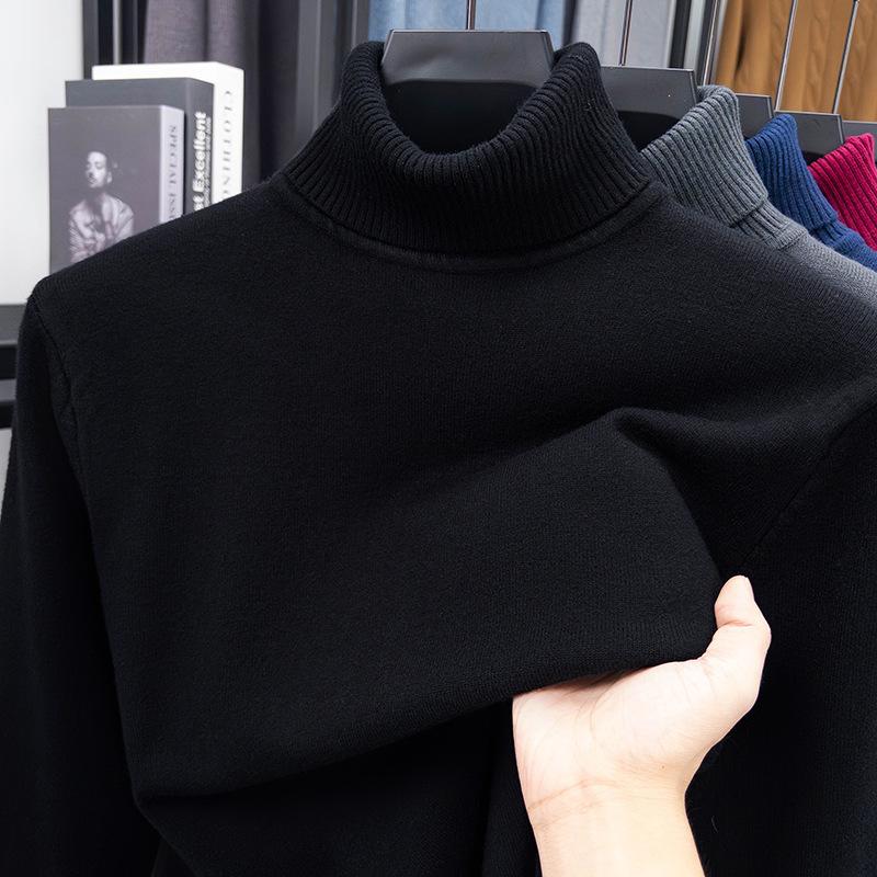 400g High-Quality Anti-Pilling Core-Spun Yarn Sweater 2025 Autumn and Winter Warm Turtleneck Turn-Down Collar Base Layer Men's Knitwear