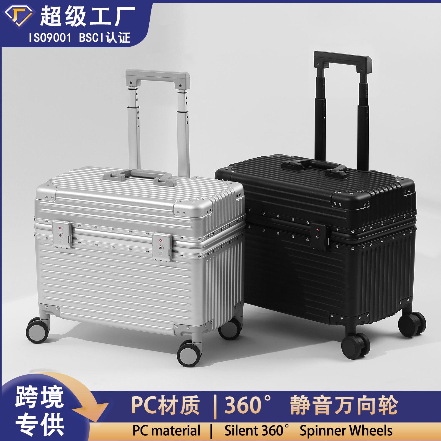 Flip-Top Suitcase 20inch Aluminum Frame Carry-On Trolley Case for Men, Sturdy and Durable, High Aesthetic Value, Can Be Used as a Seat, Travel Suitcase for Women