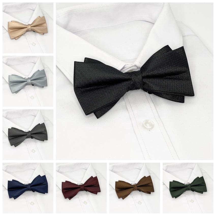 Solid Color Dark Pattern Bow Tie Men's Wedding Groom Suit Dress Accessories Cream Style Texture Literary Style Bow