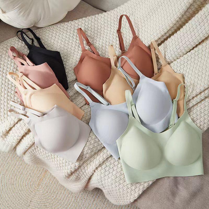 Japanese-style Huajia Underwear Non-marking Large-size Bra Thin Large-size Non-marking Vest Sling Bra Small Milk Leather Underwear for Women