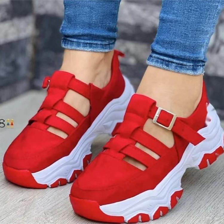 in stock Foreign Trade plus size Sandals Women's 2024 Spring and Autumn New Round Toe Thick Bottom Low Buckle Flat Casual sneaker