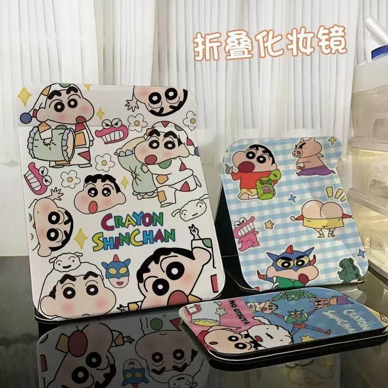 Crayon Shin-Chan Makeup Mirror Cute Mirror Portable Folding Portable Desktop Student Dormitory Desktop Makeup Mirror