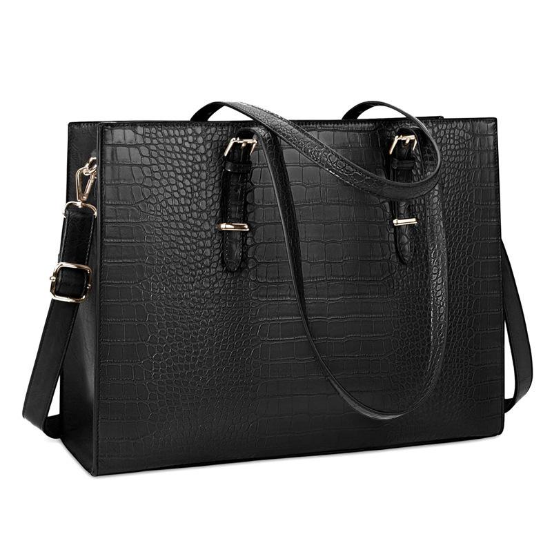Women's Laptop Handbag Leather Classic Computer Briefcase Work Waterproof Handbag Special Large Capacity