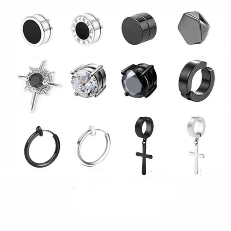 New Style Non-Pierced Ear Clip for Men, Single Piece, Trendy Male Personality, Korean Version, Titanium Steel Magnetic Ear Stud, Trendy Ear Accessory