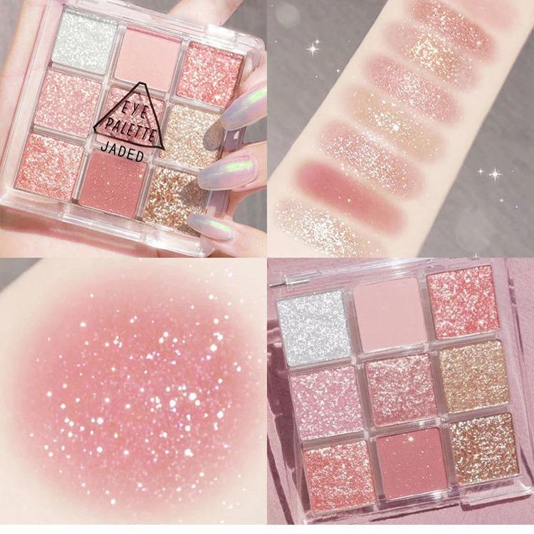 JADED Jia Da 9-color Eyeshadow Plate Ins Super Fire Glitter Pearlescent Matte Earth Color 9-color Eyeshadow Makeup Beauty Makeup