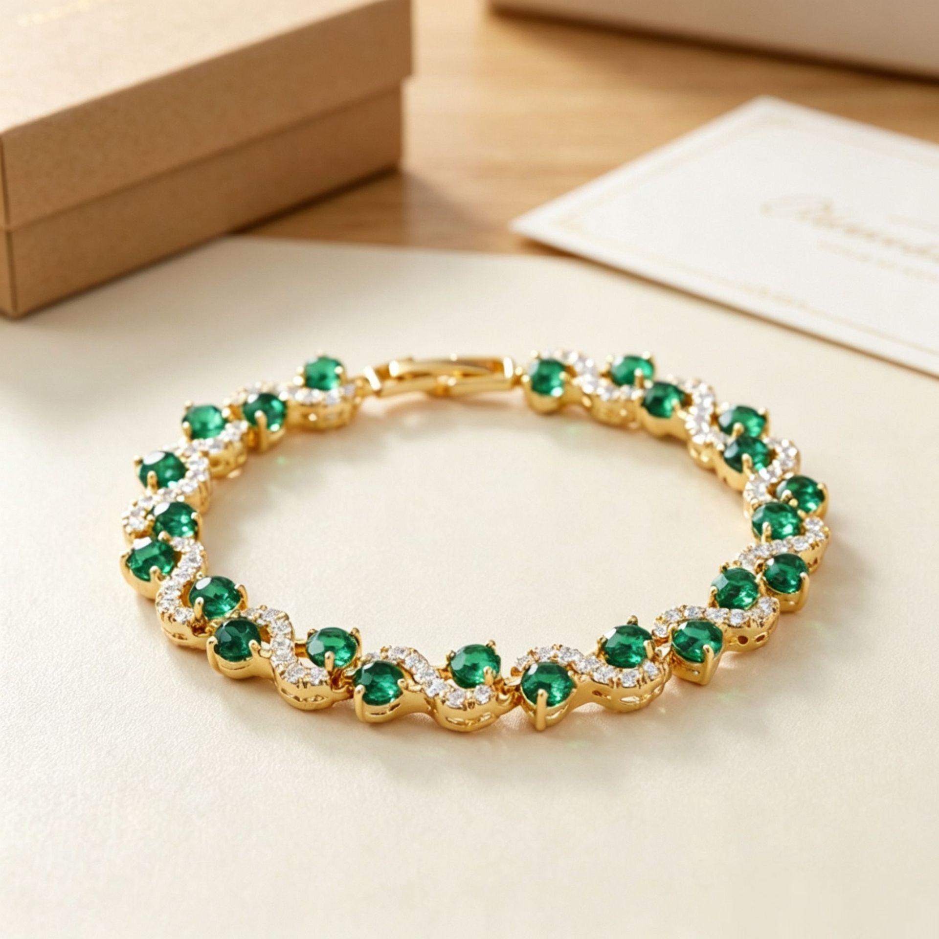 European and American Creative S-Shaped Zircon Bracelet, Fashionable and Trendy Colorful Diamond Bracelet, Light Luxury, Exquisite, Versatile, High-End Jewelry for Women