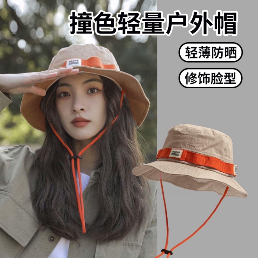 Dopamine Workwear Style Summer Outdoor Mountaineering Fishing Bucket Hat Sun Protection Sunshade Hat Color-Blocking Quick-Dry Fisherman Hat New Model