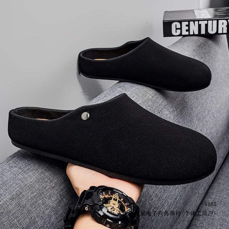 2026 Spring New Lightweight and Comfortable Birkenstock Slippers for Men, Derby Plush Closed-Toe Trendy Half-Slipper for Outdoor Wear