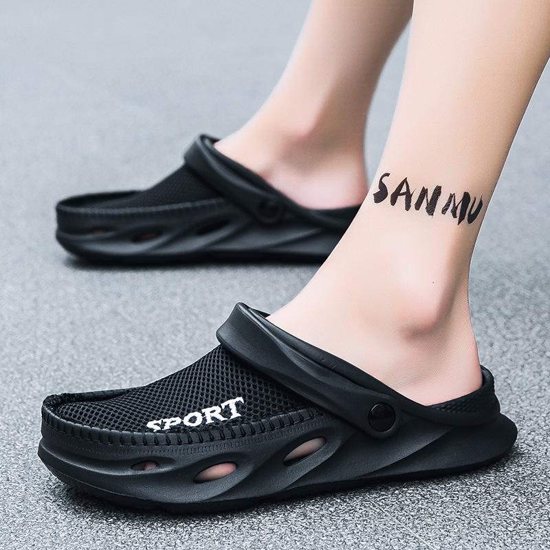 2026 Summer Foreign Trade Mesh Sandals Half-Closed Casual Bird's Nest Clogs Men's Beach Lazy Half-Slippers Large Size