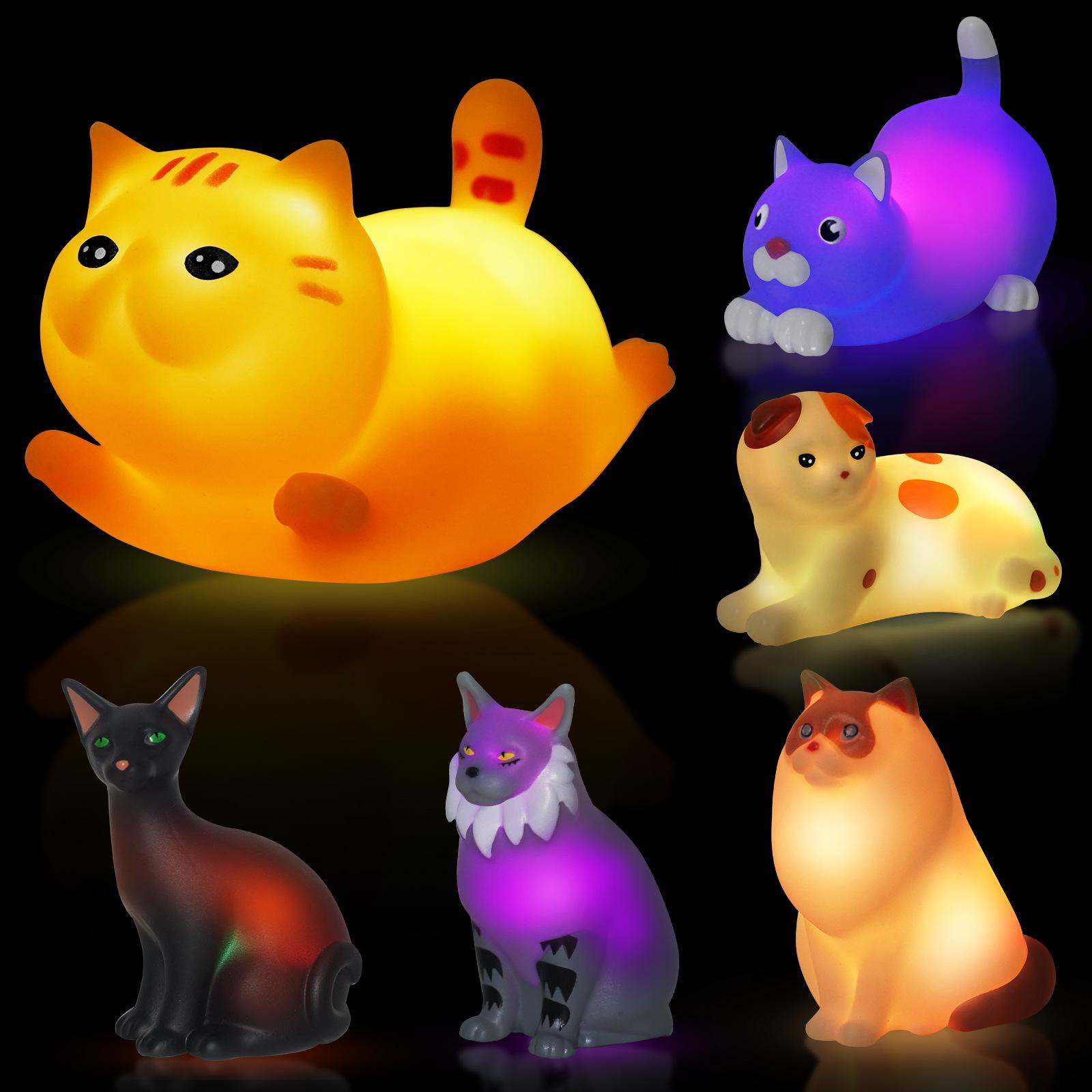 Baby Glowing Animal Water Toy Touch-Sensitive Puppy and Kitten Bathroom Floating Bath Will Light up Vinyl Toy