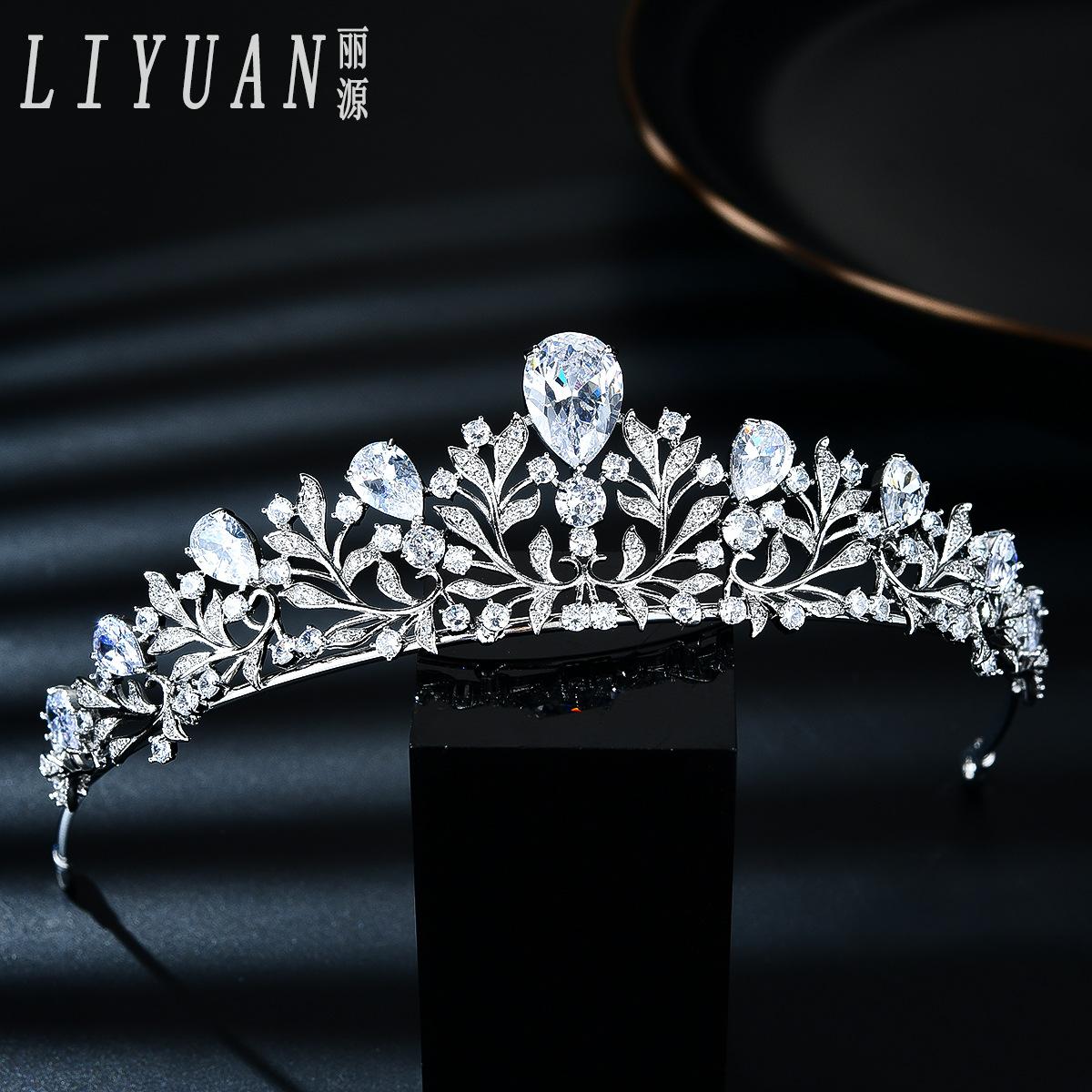 Bridal Jewelry Copper Inlaid Zircon Crown Headband Hot Selling Wedding Hair Accessories Wedding Dress Accessories Factory Direct Supply Wholesale