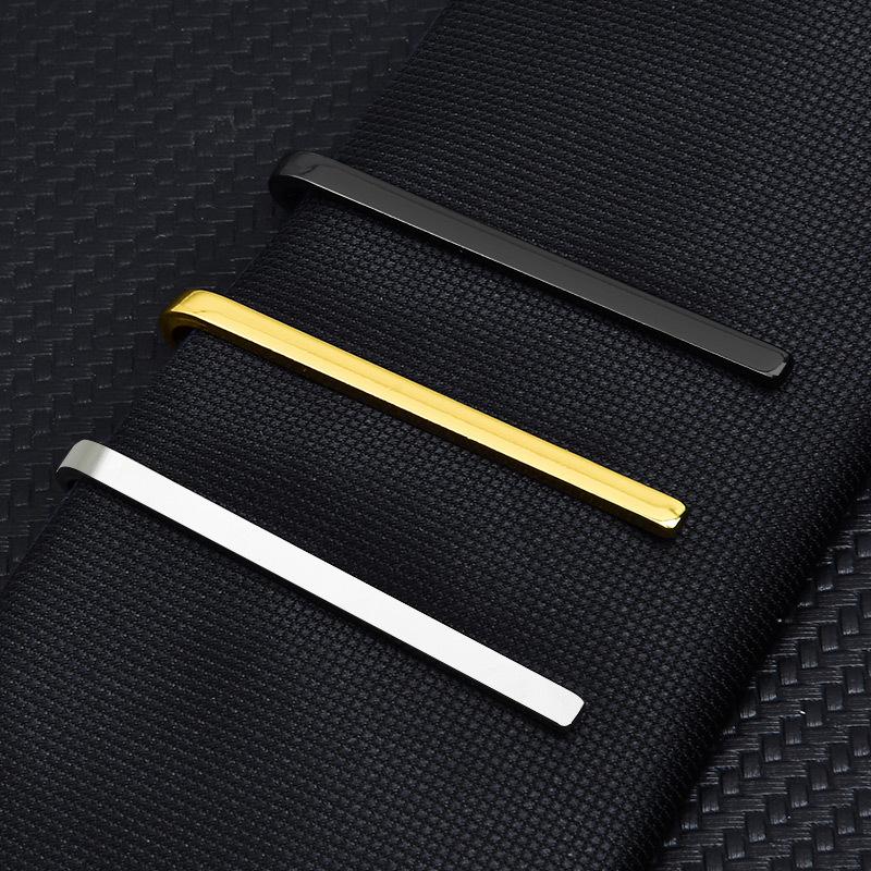 High Quality Copper Korean Style Narrow Tie Clip Fashionable Men's Dress Business silver Black Thin Clip Wedding Small Tie Clip Trendy