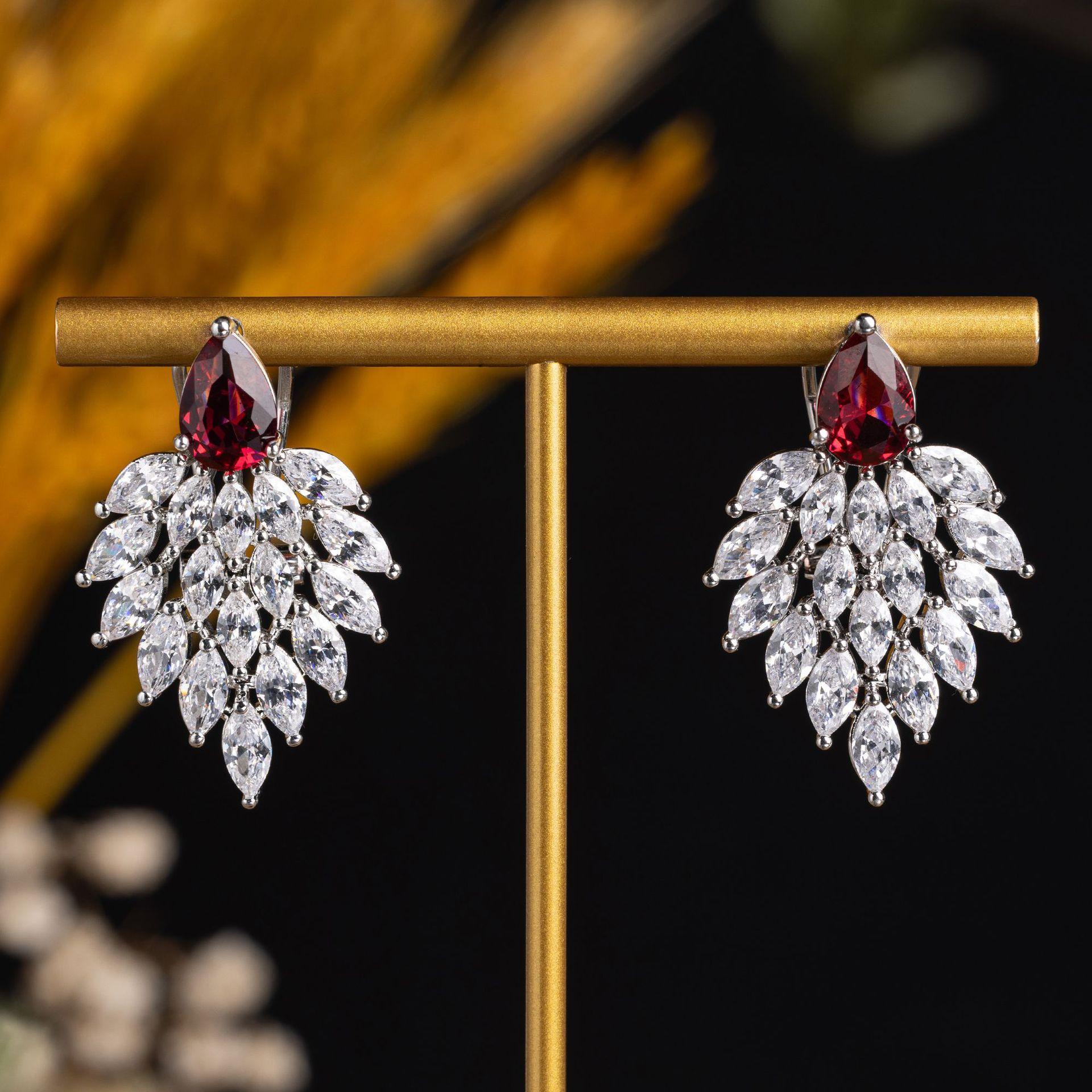 European and American style bride banquet jewelry ins ladies Joker casual zircon earrings accessories manufacturers a generation of hair