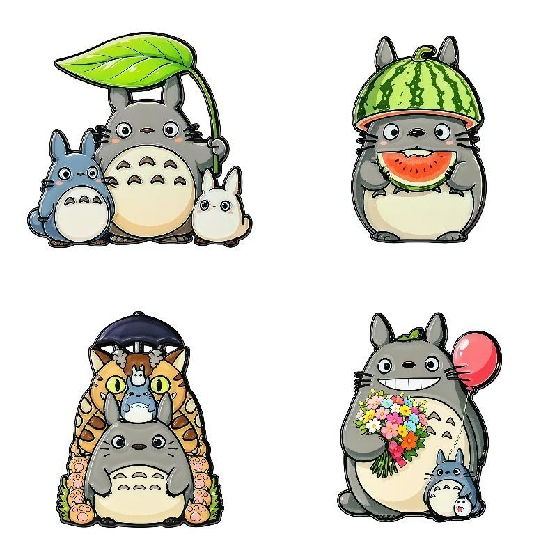 Japanese-style Totoro cartoon alloy brooch, Hayao Miyazaki anime merchandise, metal badge, cute accessory for coats and backpacks