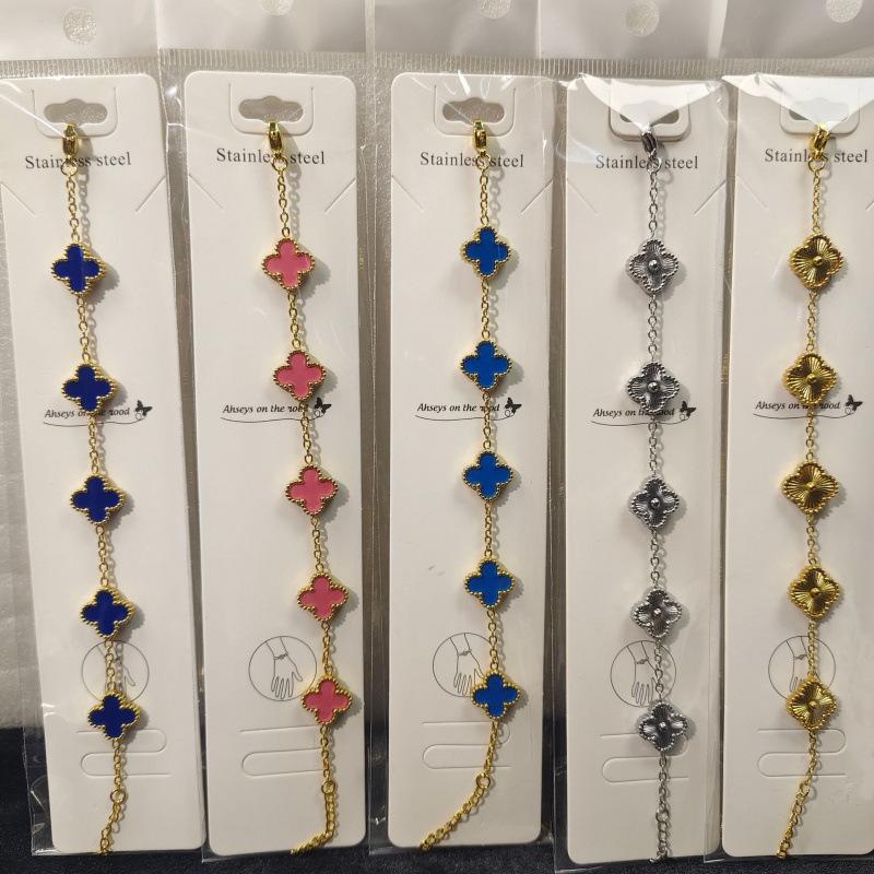 Cross-border bestseller titanium steel 13mm four-leaf bracelet with double-sided diamonds, vacuum-encased, Korean style, trendy, wholesale from manufacturer