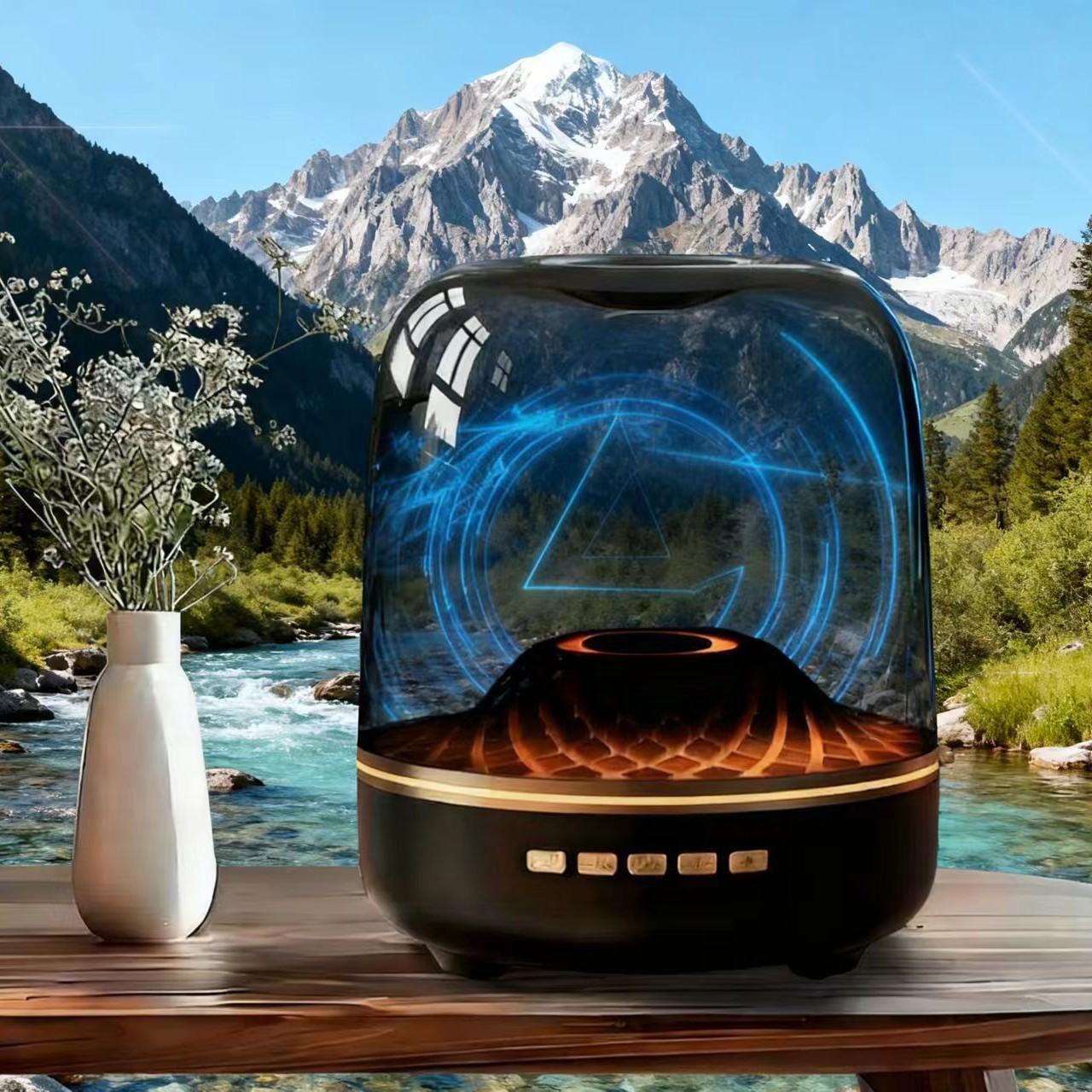 Huaqiangbei Harman Glass Wireless Bluetooth Speaker with Heavy Bass, Colorful Light Effects, Surround Sound, Outdoor Speaker